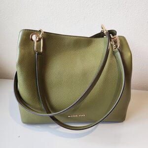 Michael Kors Olive Green Leather Tote Bag